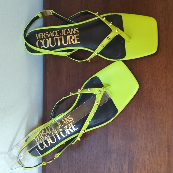 Versace Jeans Couture Green Brushed Courtney Heeled Sandals - Picture 3 of 9